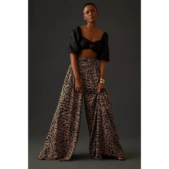 Anthropologie Pants - Athropologie High Rise Wide Leg Leopard Pant  Pockets Size 14